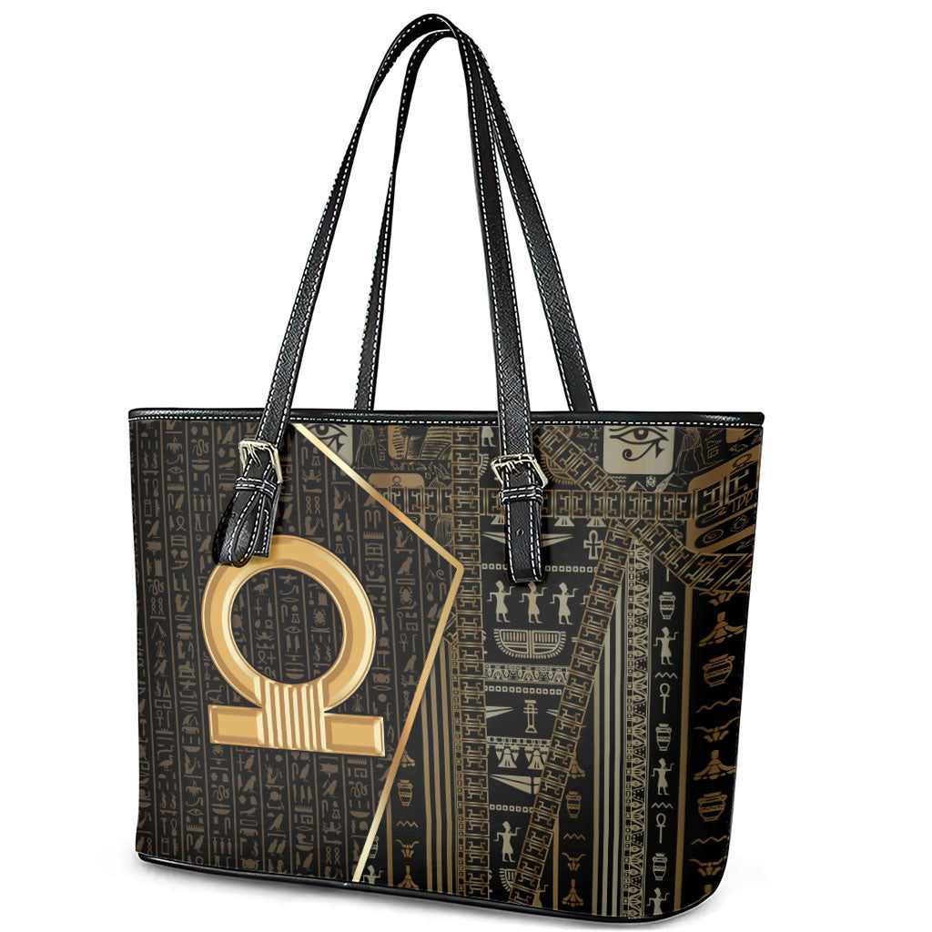 Egypt Shen Ring Leather Tote Bag Ancient Mythology Eternally Protecting