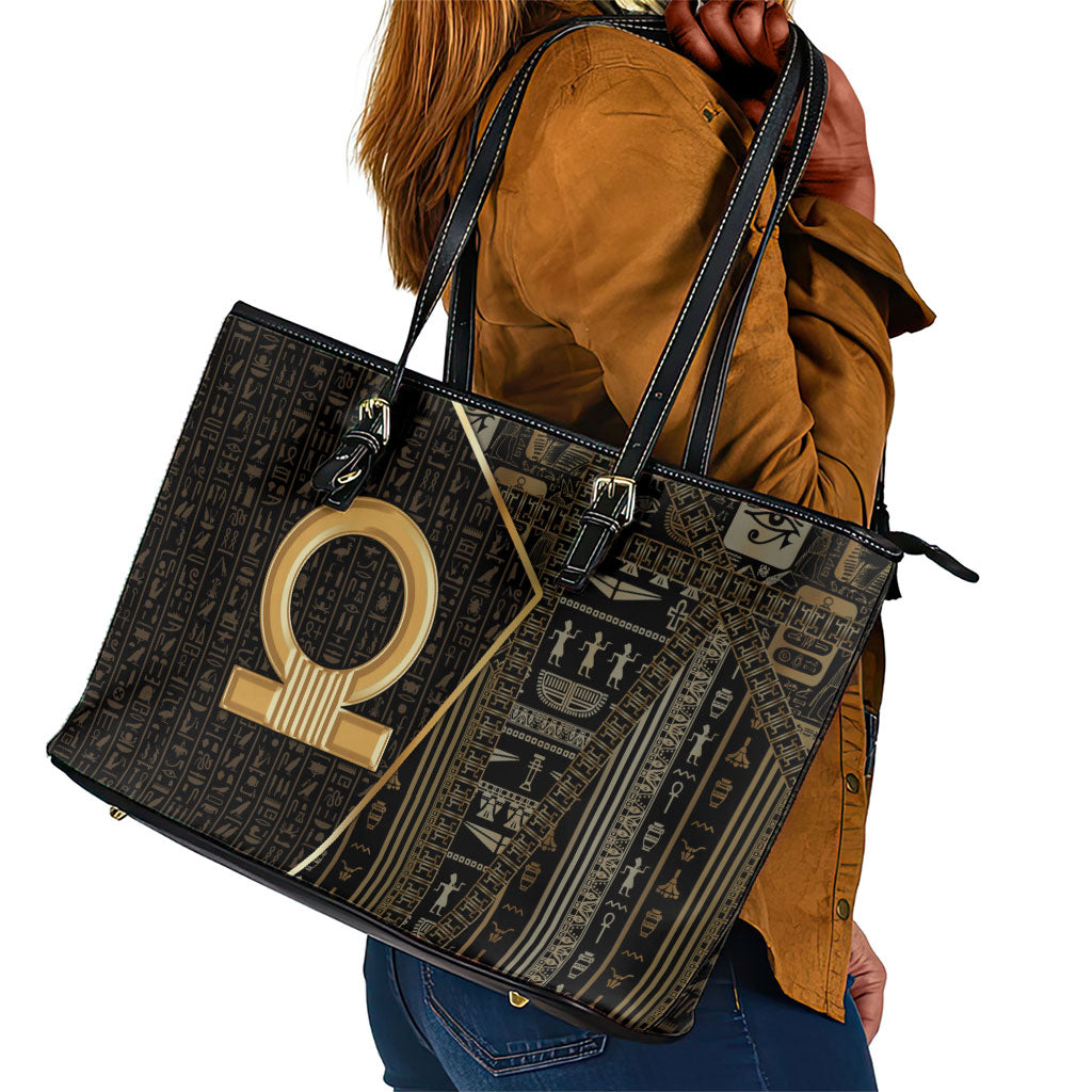 Egypt Shen Ring Leather Tote Bag Ancient Mythology Eternally Protecting