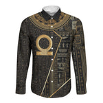 Egypt Shen Ring Long Sleeve Button Shirt Ancient Mythology Eternally Protecting