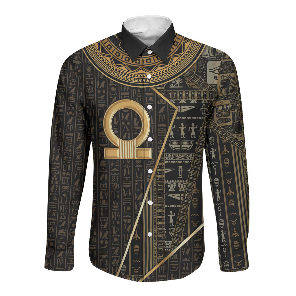 Egypt Shen Ring Long Sleeve Button Shirt Ancient Mythology Eternally Protecting