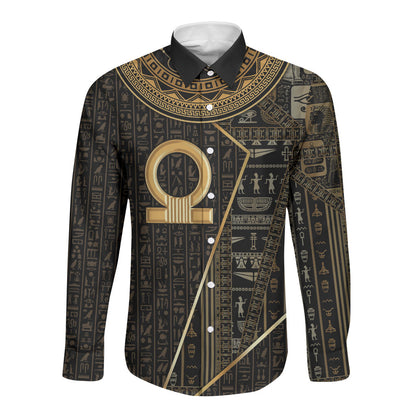 Egypt Shen Ring Long Sleeve Button Shirt Ancient Mythology Eternally Protecting