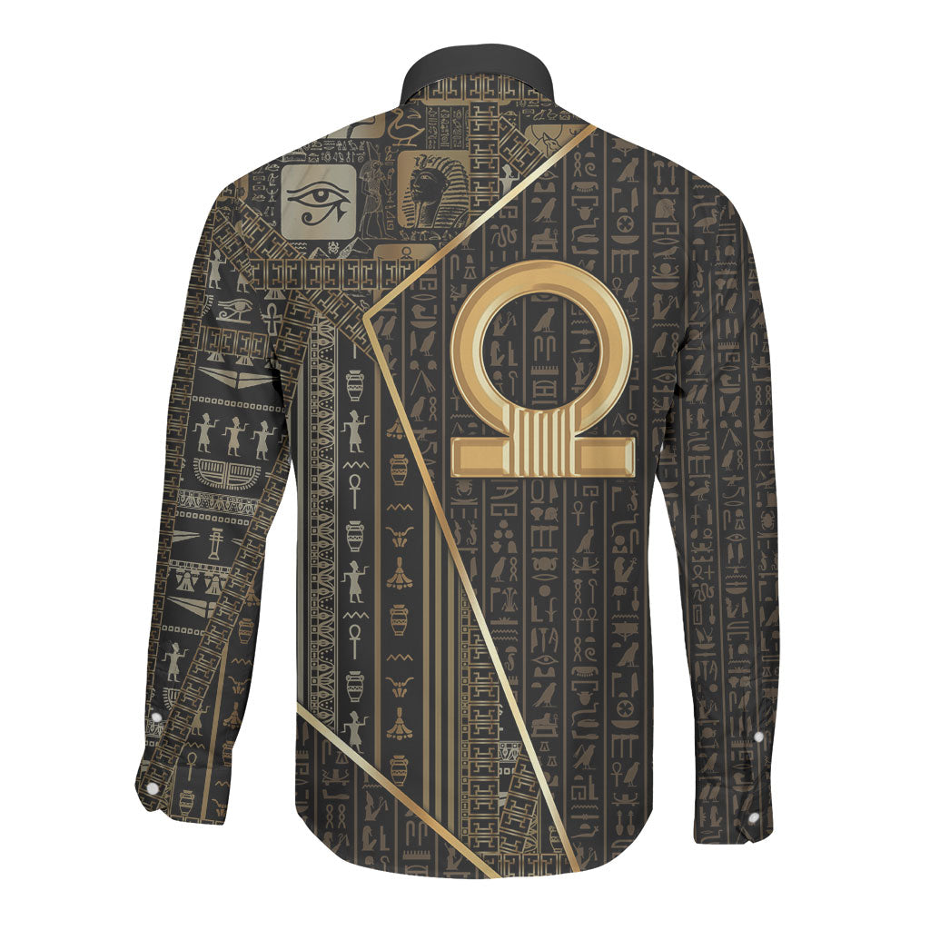 Egypt Shen Ring Long Sleeve Button Shirt Ancient Mythology Eternally Protecting