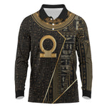 Egypt Shen Ring Long Sleeve Polo Shirt Ancient Mythology Eternally Protecting