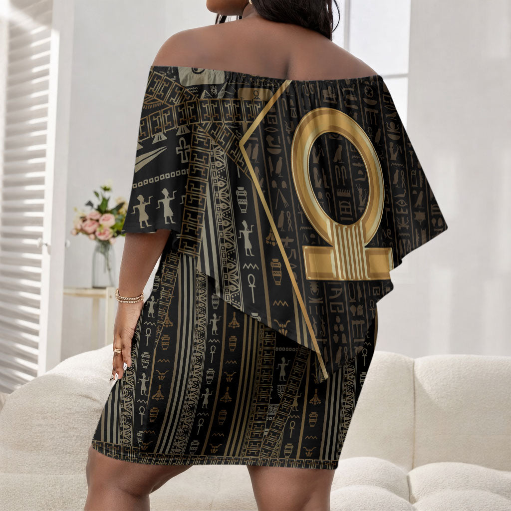 Egypt Shen Ring Off Shoulder Short Dress Ancient Mythology Eternally Protecting