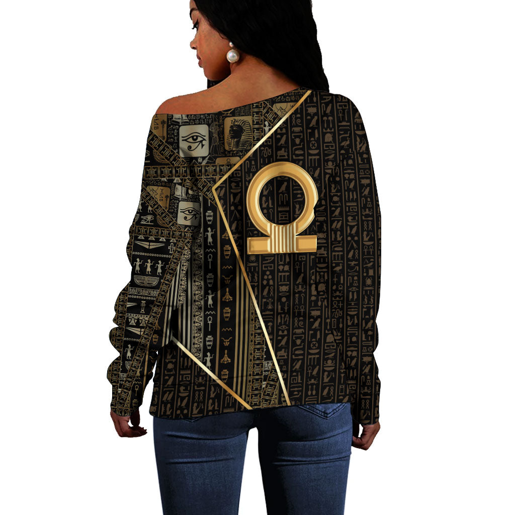 Egypt Shen Ring Off Shoulder Sweater Ancient Mythology Eternally Protecting