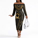 Egypt Shen Ring Off The Shoulder Long Sleeve Dress Ancient Mythology Eternally Protecting