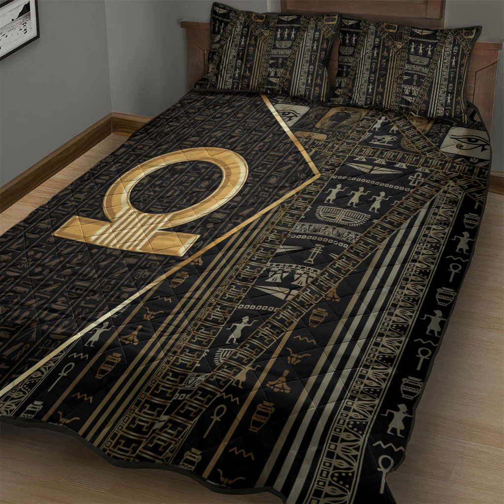 Egypt Shen Ring Quilt Bed Set Ancient Mythology Eternally Protecting