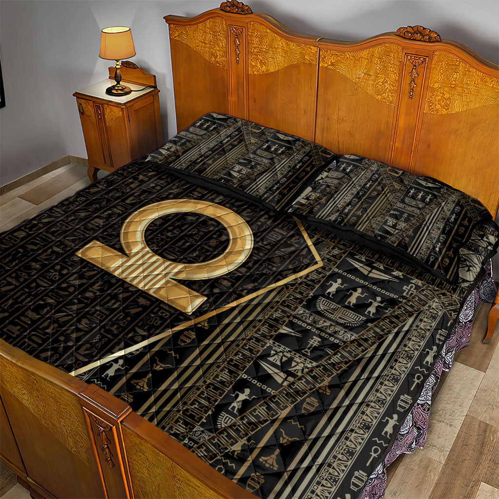 Egypt Shen Ring Quilt Bed Set Ancient Mythology Eternally Protecting