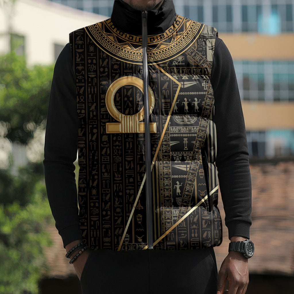 Egypt Shen Ring Sleeveless Puffer Jacket Ancient Mythology Eternally Protecting