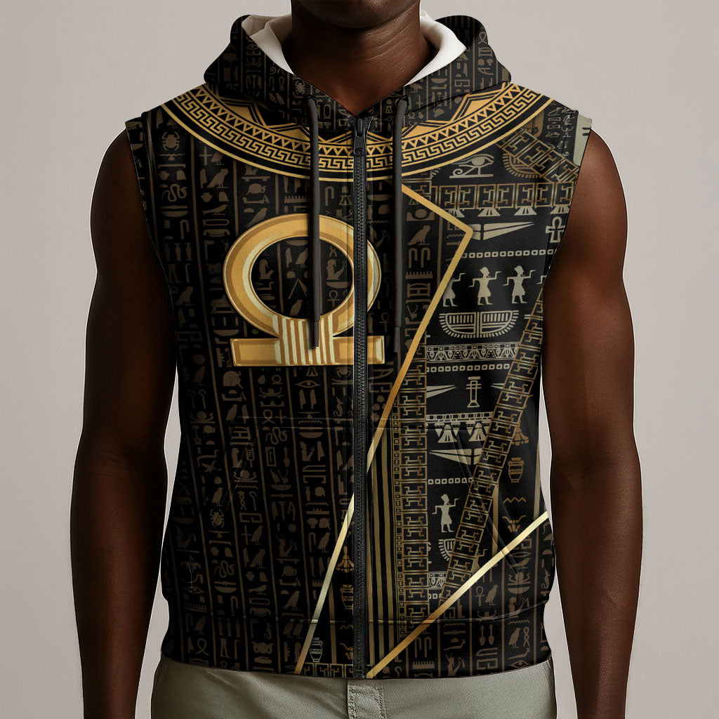 Egypt Shen Ring Sleeveless Zip Hoodie Ancient Mythology Eternally Protecting