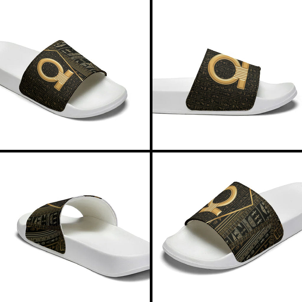 Egypt Shen Ring Slide Sandals Ancient Mythology Eternally Protecting