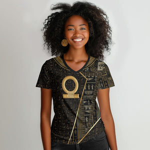Egypt Shen Ring Women V-Neck T-Shirt Ancient Mythology Eternally Protecting