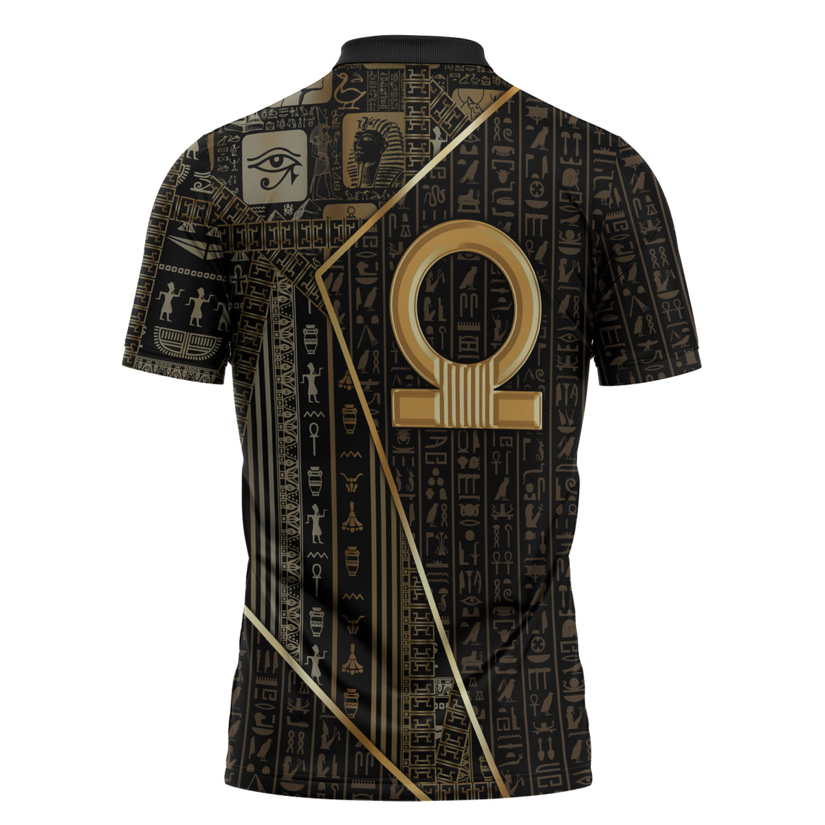 Egypt Shen Ring Zipper Polo Shirt Ancient Mythology Eternally Protecting