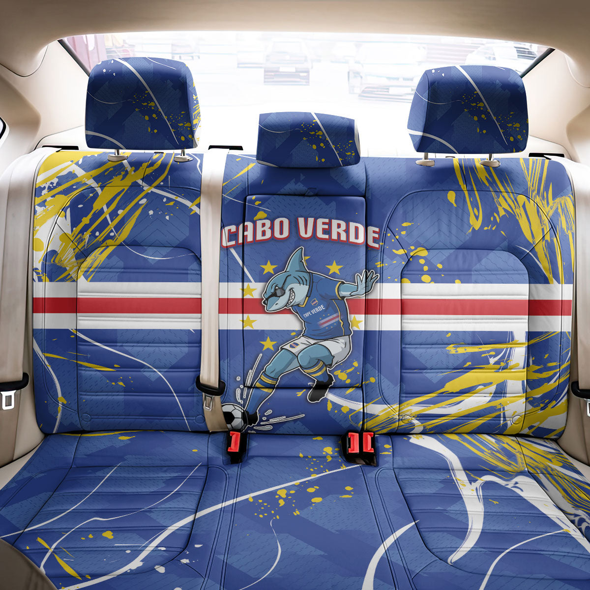 Cape Verde Back Car Seat Cover Blue Shark National Flag