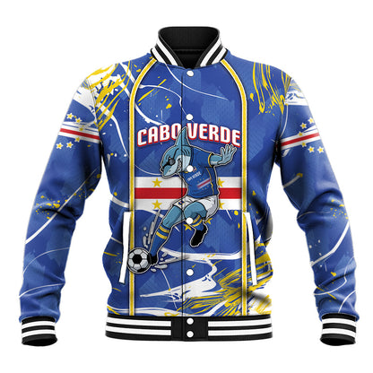 Custom Cape Verde Baseball Jacket Blue Shark National Flag