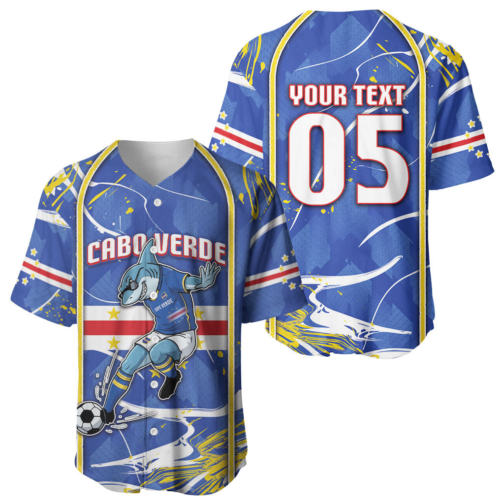 Custom Cape Verde Baseball Jersey Blue Shark National Flag