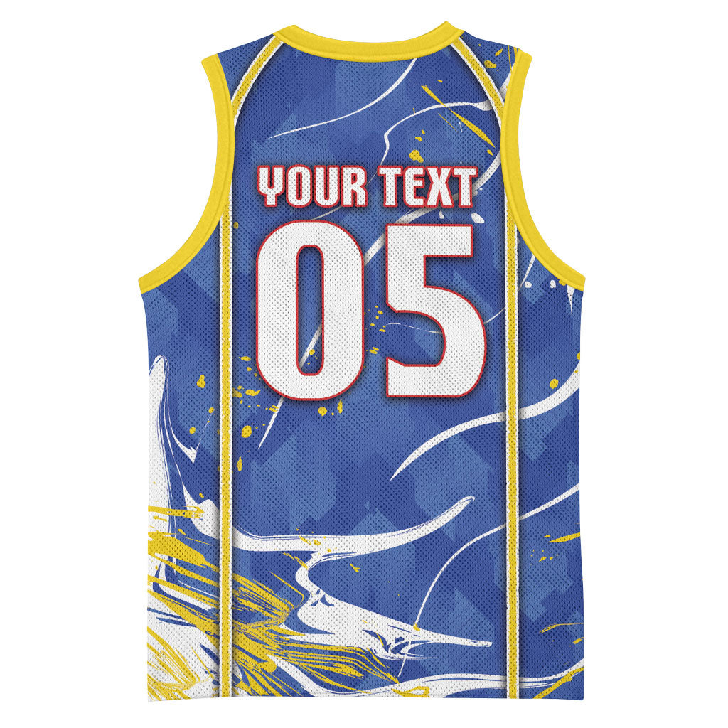 Custom Cape Verde Basketball Jersey Blue Shark National Flag