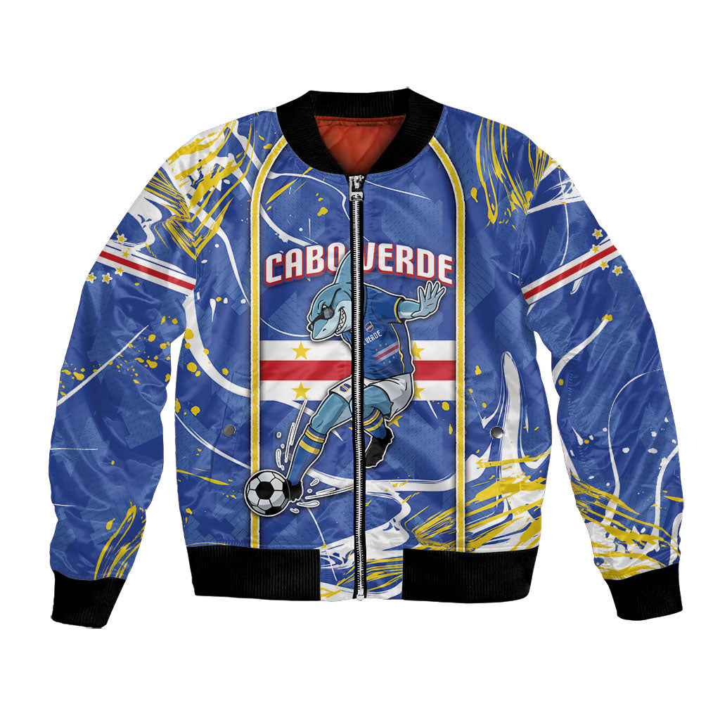 Custom Cape Verde Bomber Jacket Blue Shark National Flag