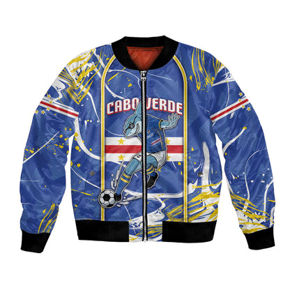Custom Cape Verde Bomber Jacket Blue Shark National Flag