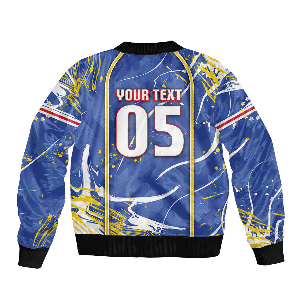 Custom Cape Verde Bomber Jacket Blue Shark National Flag