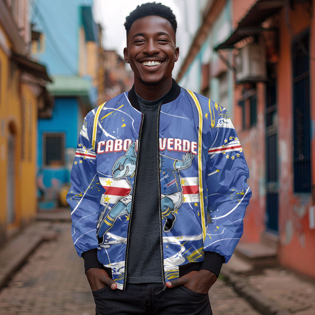 Custom Cape Verde Bomber Jacket Blue Shark National Flag
