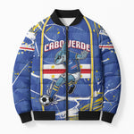 Custom Cape Verde Bomber Puffer Jacket Blue Shark National Flag