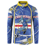 Custom Cape Verde Button Sweatshirt Blue Shark National Flag