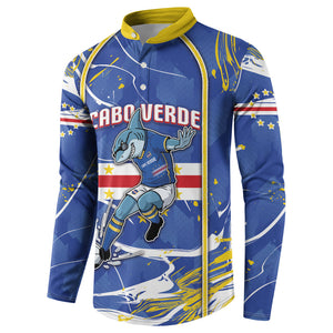 Custom Cape Verde Button Sweatshirt Blue Shark National Flag