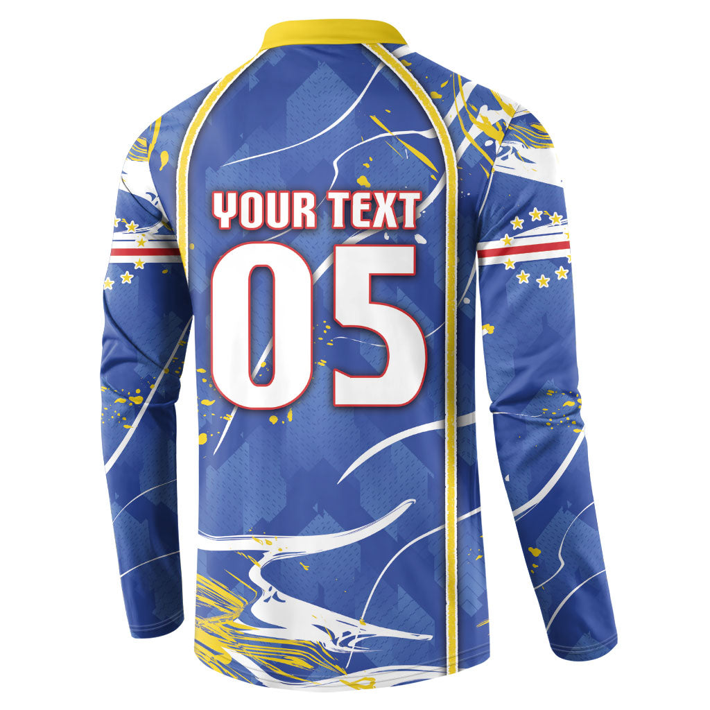 Custom Cape Verde Button Sweatshirt Blue Shark National Flag