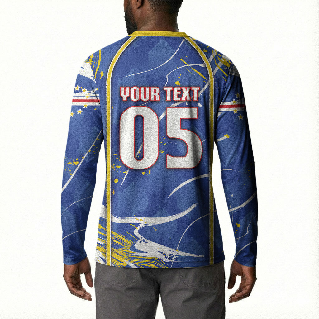 Custom Cape Verde Button Sweatshirt Blue Shark National Flag
