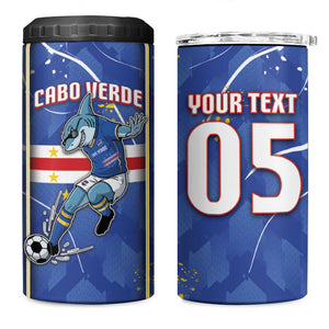 Custom Cape Verde 4 in 1 Can Cooler Tumbler Blue Shark National Flag