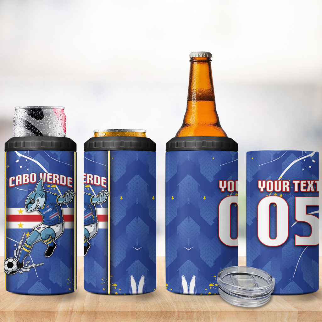 Custom Cape Verde 4 in 1 Can Cooler Tumbler Blue Shark National Flag