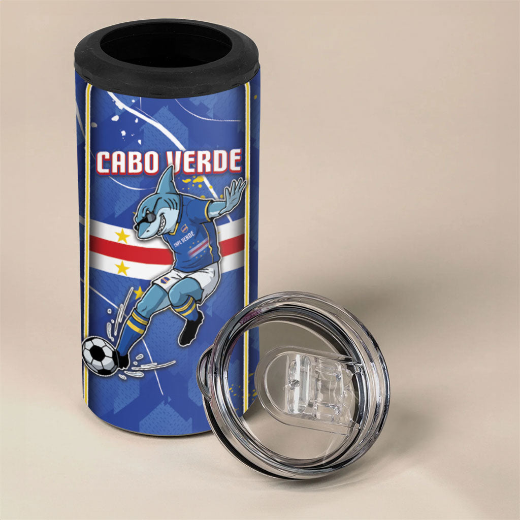 Custom Cape Verde 4 in 1 Can Cooler Tumbler Blue Shark National Flag