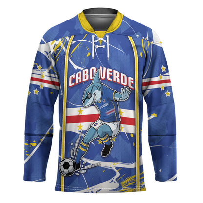 Custom Cape Verde Hockey Jersey Blue Shark National Flag