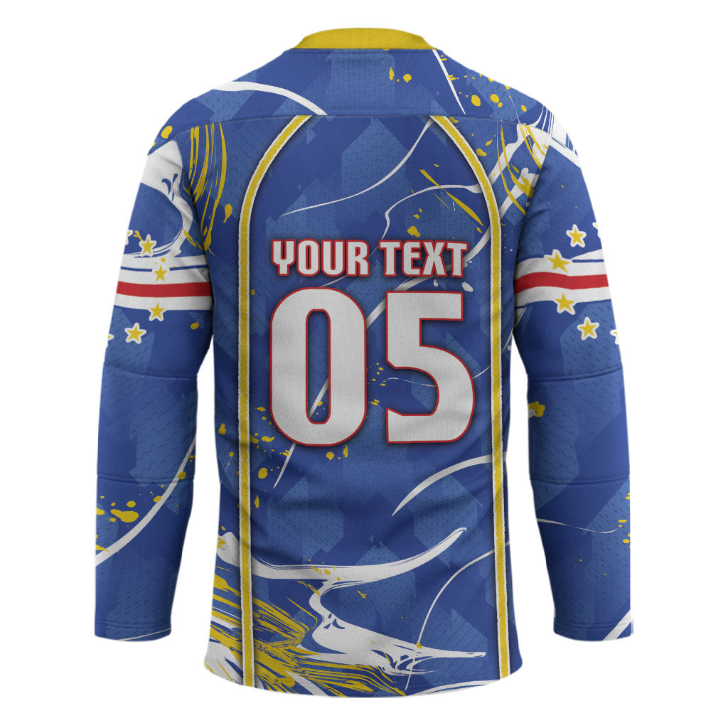 Custom Cape Verde Hockey Jersey Blue Shark National Flag