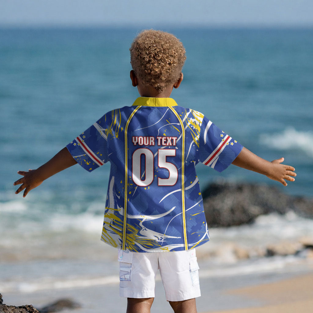 Custom Cape Verde Kid Hawaiian Shirt Blue Shark National Flag
