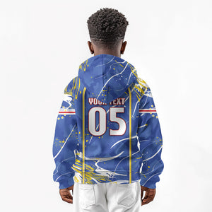 Custom Cape Verde Kid Hoodie Blue Shark National Flag
