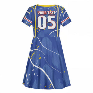 Custom Cape Verde Kid Short Sleeve Dress Blue Shark National Flag