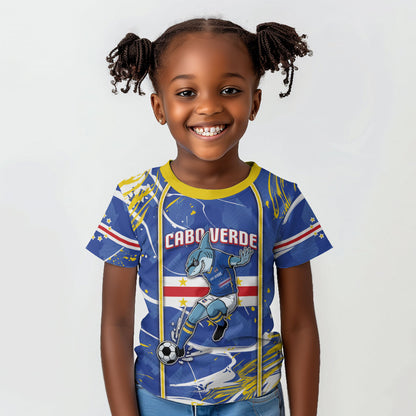 Custom Cape Verde Kid T shirt Blue Shark National Flag