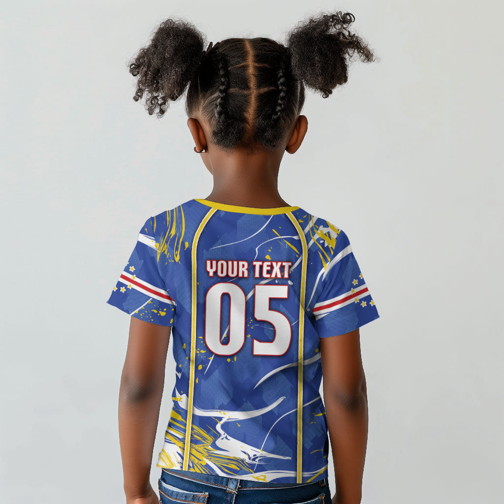 Custom Cape Verde Kid T shirt Blue Shark National Flag