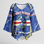 Custom Cape Verde Kimono Sleeve Blouse Blue Shark National Flag