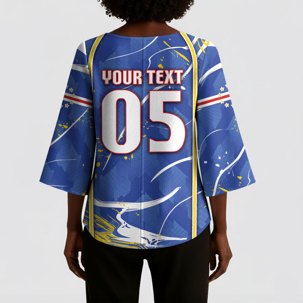 Custom Cape Verde Kimono Sleeve Blouse Blue Shark National Flag