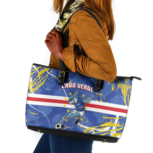 Cape Verde Leather Tote Bag Blue Shark National Flag