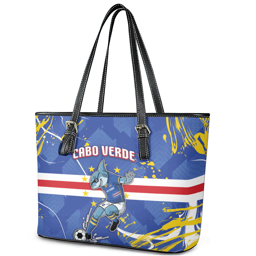 Cape Verde Leather Tote Bag Blue Shark National Flag