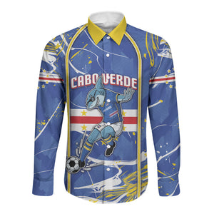 Custom Cape Verde Long Sleeve Button Shirt Blue Shark National Flag