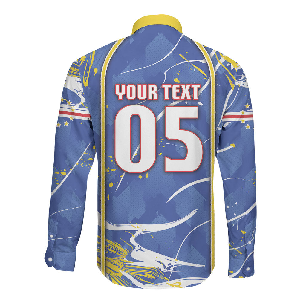 Custom Cape Verde Long Sleeve Button Shirt Blue Shark National Flag
