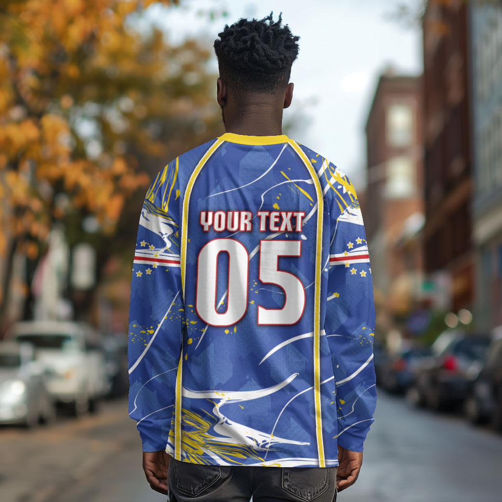Custom Cape Verde Long Sleeve Shirt Blue Shark National Flag
