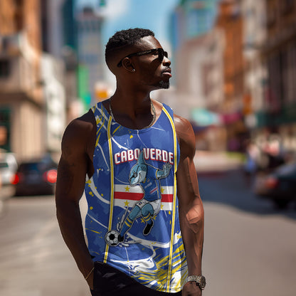 Custom Cape Verde Men Tank Top Blue Shark National Flag