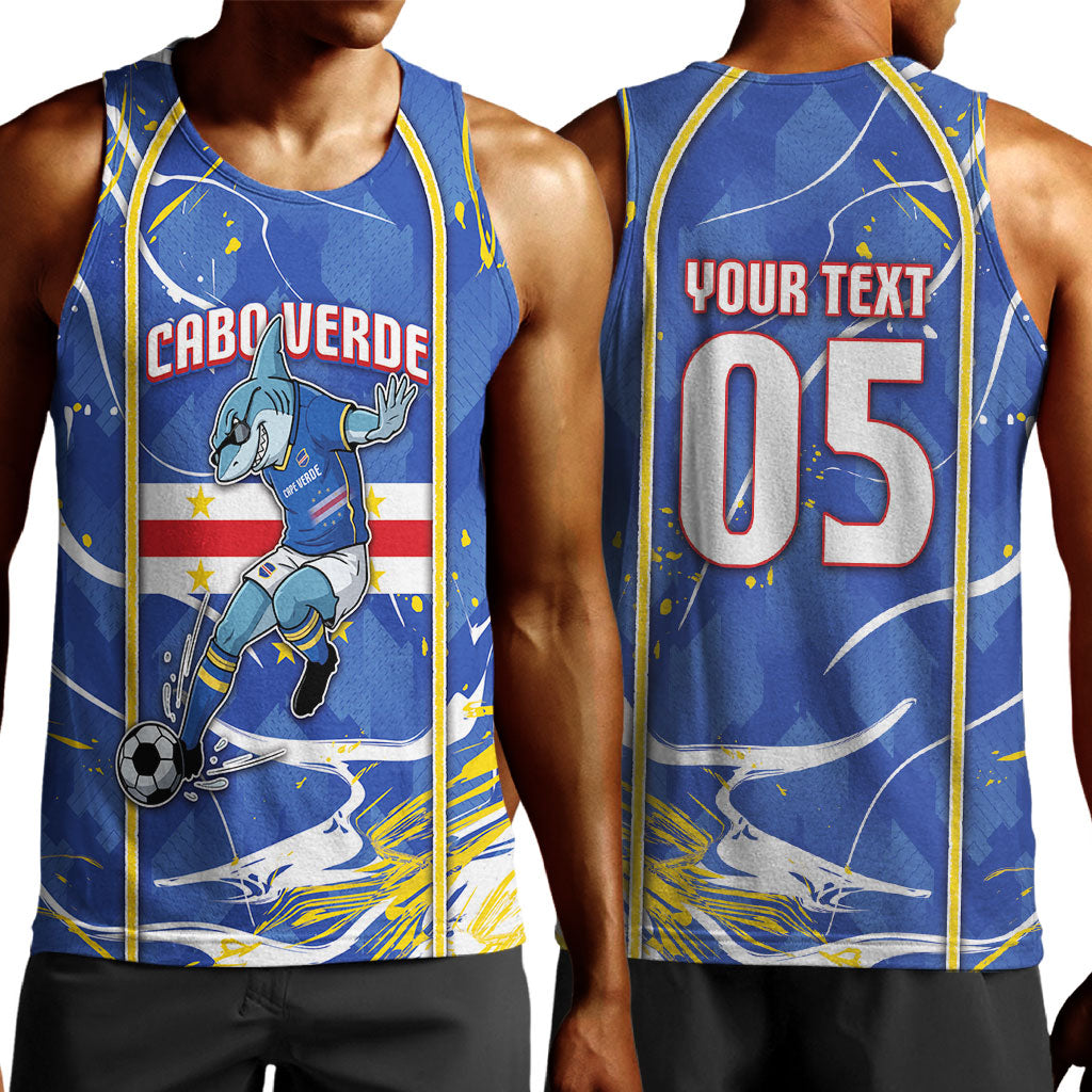 Custom Cape Verde Men Tank Top Blue Shark National Flag