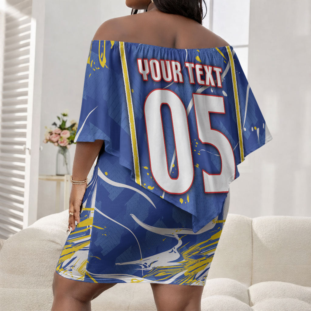 Custom Cape Verde Off Shoulder Short Dress Blue Shark National Flag